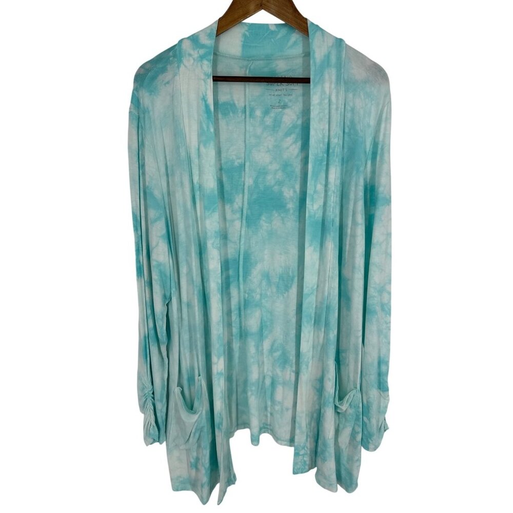 Torrid Super Soft Knits Long Sleeve Tie-Dye Open Cardigan With Pockets Size 2X